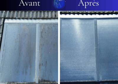 Nettoyage de panneaux solaires par R-Wash, avant-après