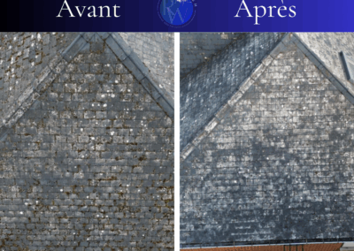 Démoussage de toiture par R-Wash avant/après