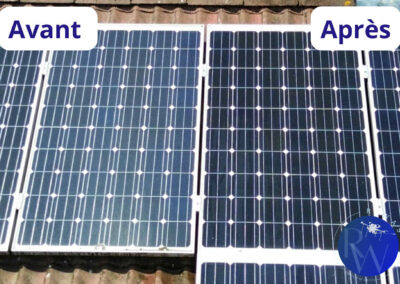 Nettoyage de panneaux solaires par R-Wash, avant-après